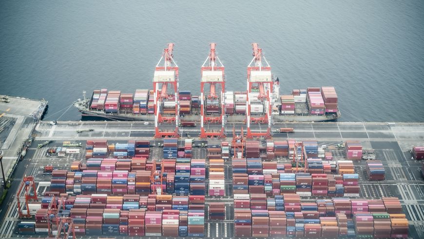 Container ship in port