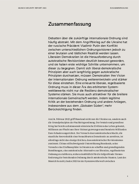 Zusammenfassung des Munich Security Report 2023