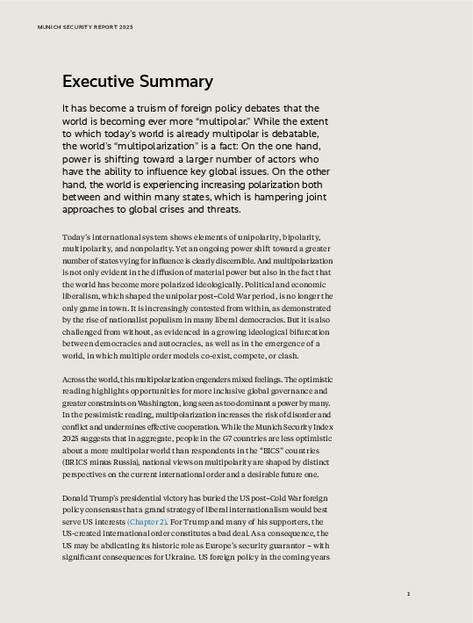 Munich Security Report 2025 – Executive Summary